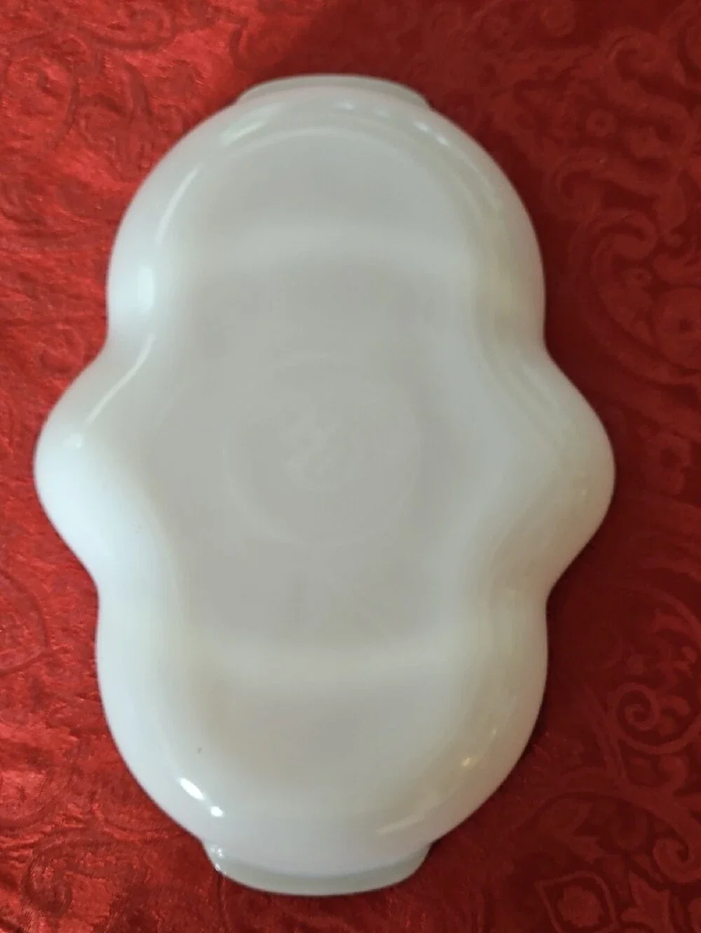 VTG Fire-King Milk Glass 3 Section Divided Relish Dish Gold Scalloped Rim, #1
